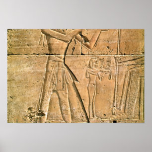 Relief depicting Tuthmosis III making an Poster