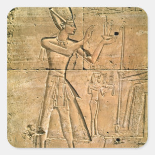 Relief depicting Tuthmosis III making an Square Sticker
