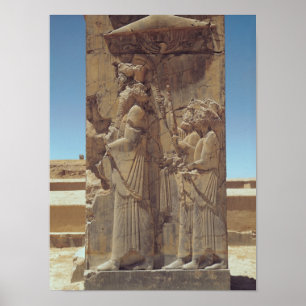 Relief depicting Xerxes I  with two attendants Poster