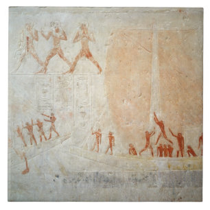 Relief from the Mastaba of Akhethotep depicting bo Ceramic Tile