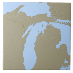 Relief Map of Michigan Ceramic Tile