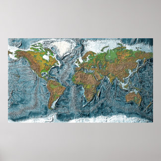 Relief Map of the Earth Poster