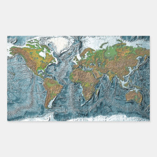 Relief Map of the Earth Rectangular Sticker