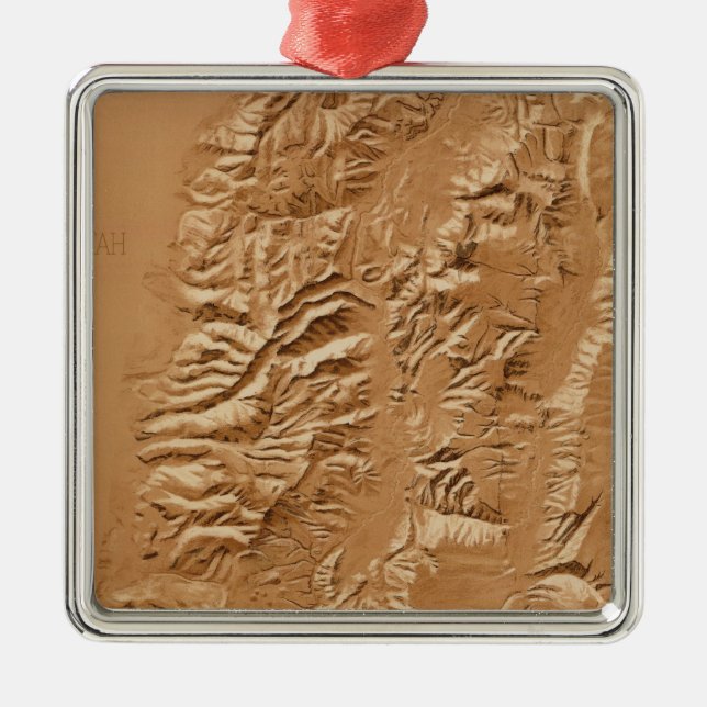 Relief map of Utah Metal Tree Decoration (Front)