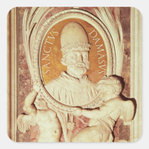 Relief of Damasus I on a nave pilaster Square Sticker