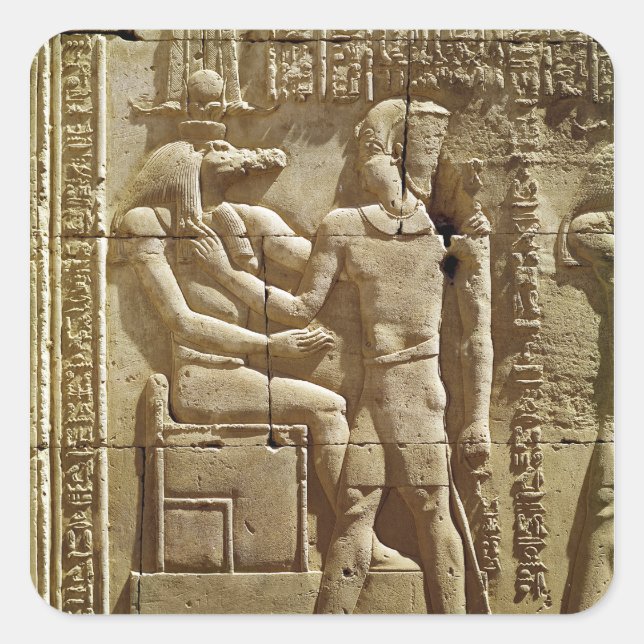 Relief of Sobek and Ptolemy VI Philometor Square Sticker (Front)