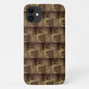 Relief of squares with brown gradient circles iPhone 11 case