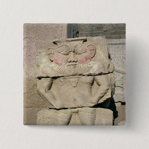 Relief of the Egyptian household god, Bes 15 Cm Square Badge