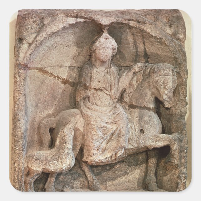 Relief representing Epona, Gaulish goddess Square Sticker (Front)