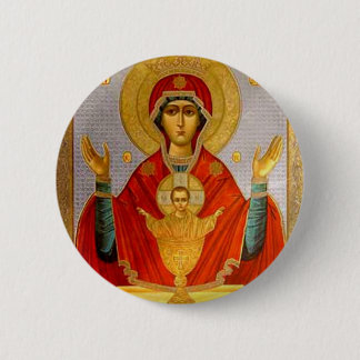 religeous icon holy mary and child 6 cm round badge