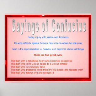 Religion, Confucianism, Sayings of Confucius Poster