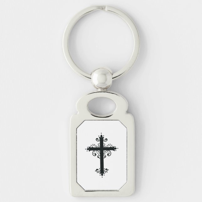Religion Cross with an ornament Key Ring (Front)
