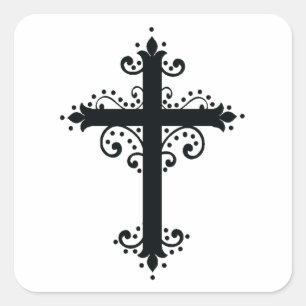 Religion Cross with an ornament Square Sticker