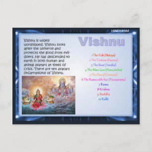 Religion, Hindu Gods, Vishnu Postcard