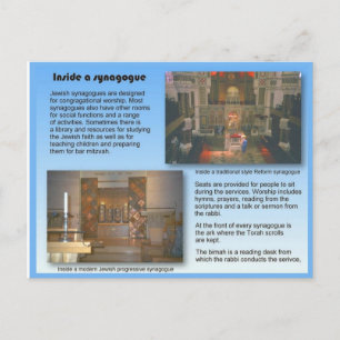 Religion, JUdaism, Inside a synagogue Postcard