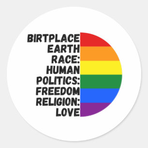 Religion Love Freedom Rainbow People Classic Round Sticker