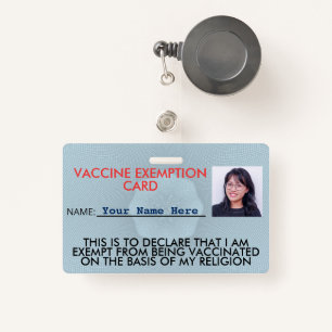 Religion Vaccine Exemption Card ID Badge