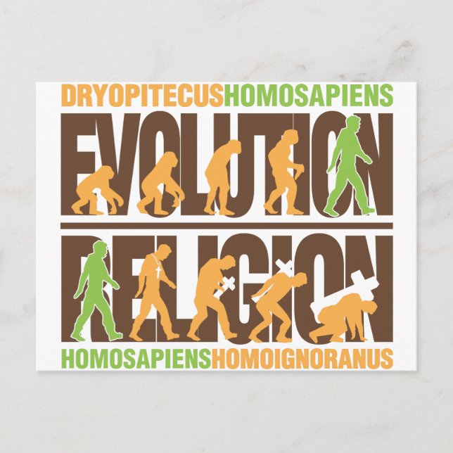 Religion Vs Evolution Postcard (Front)