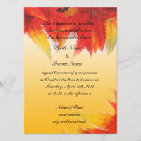 Religion's wedding invitation,fall red leaves
