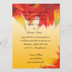 Religion's wedding invitation,fall red leaves invitation