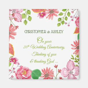 Religious 20th Wedding Anniversary Flowers Magnet