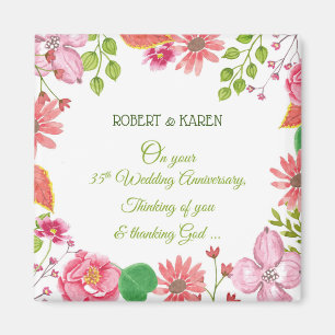 Religious 35th Wedding Anniversary Flowers Magnet