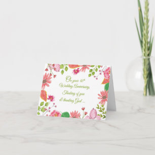 Religious 40th Wedding Anniversary Flowers Card