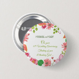 Religious 45th Wedding Anniversary Flowers 6 Cm Round Badge
