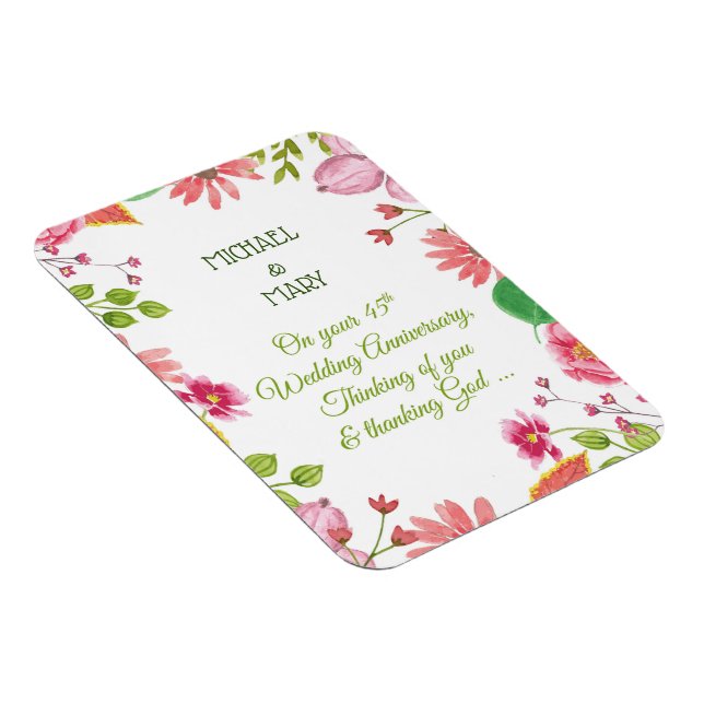 Religious 45th Wedding Anniversary Flowers Magnet (Right Side)
