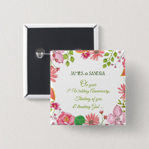 Religious 5th Wedding Anniversary Flowers 15 Cm Square Badge