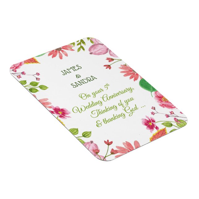 Religious 5th Wedding Anniversary Flowers Magnet (Right Side)