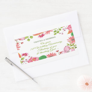 Religious 70th Wedding Anniversary Flowers Rectangular Sticker