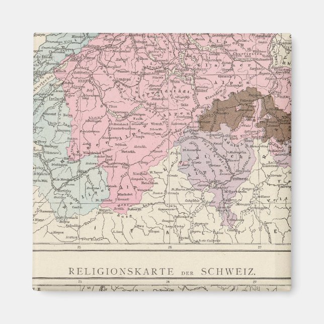 Religious and Linguistic Map of Switzerland Magnet (Front)