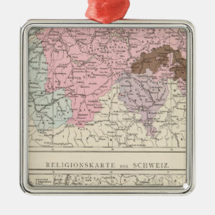 Religious and Linguistic Map of Switzerland Metal Ornament