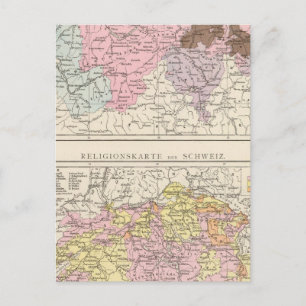 Religious and Linguistic Map of Switzerland Postcard