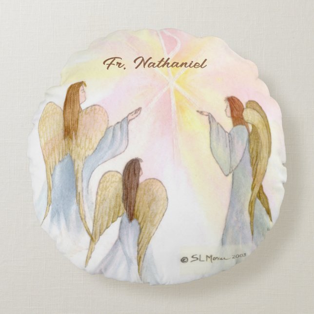Religious Angels Personalised Round Cushion (Front)