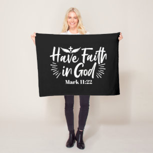 Religious Art: Have Faith in God Scripture Design Fleece Blanket