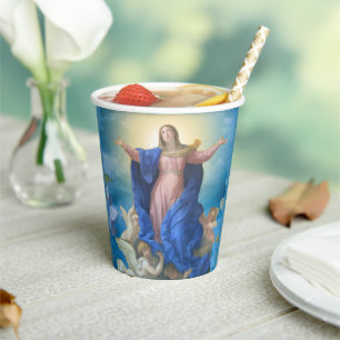 Religious Assumption of Mary Angels Catholic Paper Cups