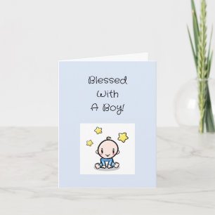 Religious Baby Boy Congratulations w Text, Custom Card