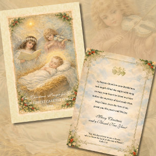Religious Baby Jesus Angels Scripture  Holiday Card