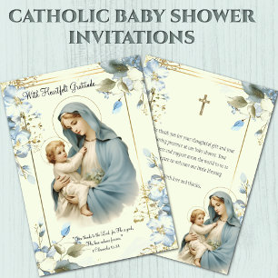 Religious Baby Shower Thank You Mary Jesus  Card