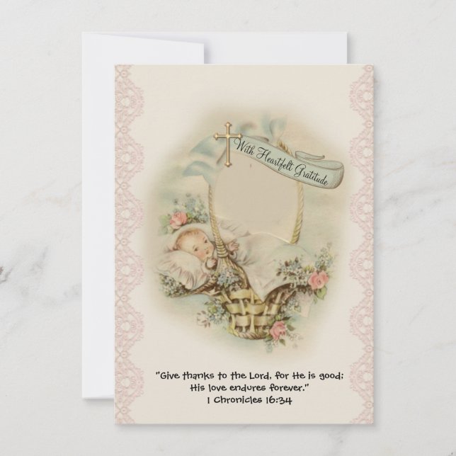 Religious Baby Shower Thank You Vintage Card (Front)