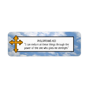 Religious Bible Verse and Clouds Return Address Label