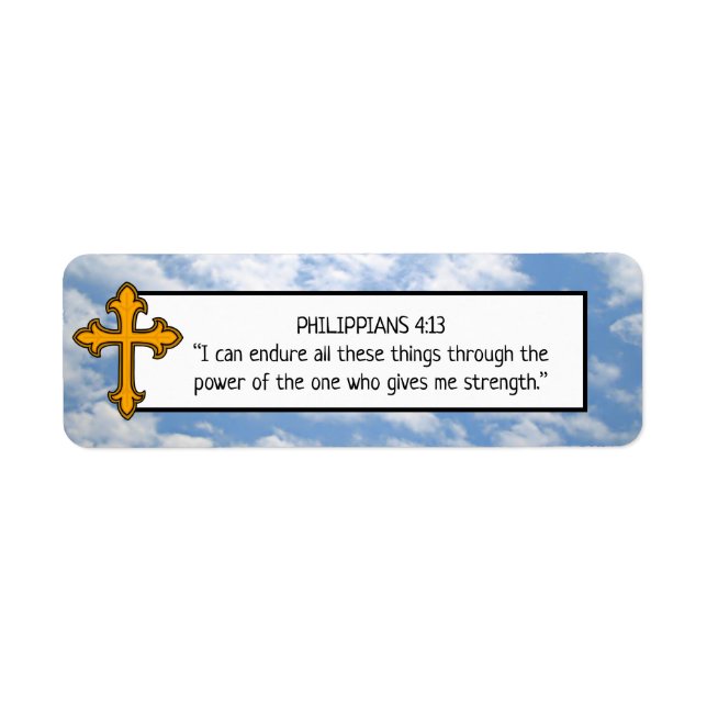 Religious Bible Verse and Clouds Return Address Label (Front)