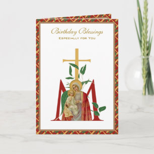 Religious Birthday Celebration Virgin Mary Jesus   Card