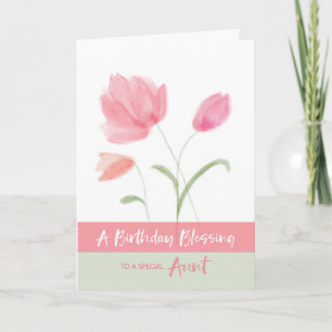 Religious Birthday for Aunt Blessing Pink Flowers Card