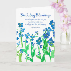 Religious Birthday Scripture Zephaniah 3:17 Flower Card
