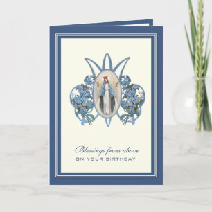 Religious Birthday Virgin Mary Floral Card