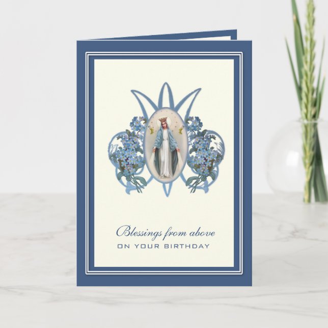 Religious Birthday Virgin Mary Floral Card (Front)