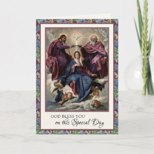 Religious Birthday Virgin Mary Jesus Vintage  Card